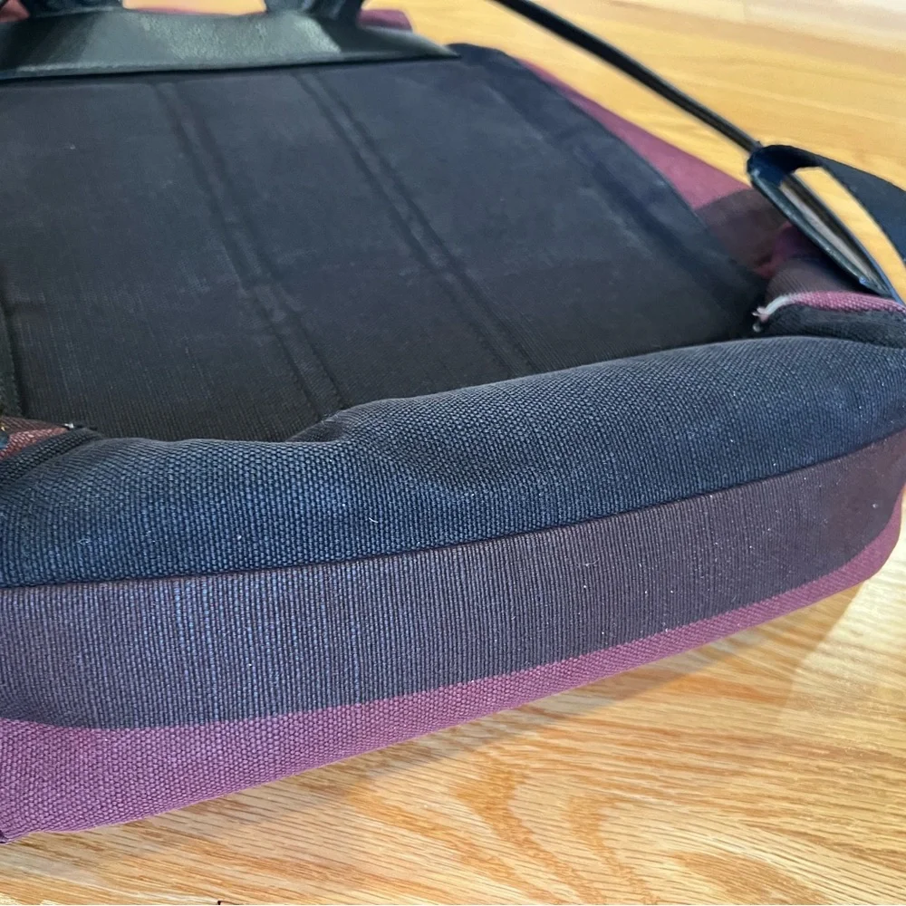 Burberry Burgundy and Black Stripe Canvas Backpack